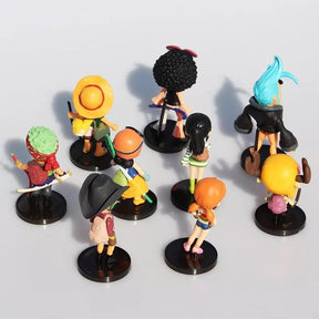 Coleção Bonecos Miniaturas One Piece Luffy Zoro Colecionável Brinquedo Kit Anime Nove Personagens