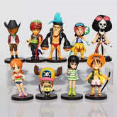 Coleção Bonecos Miniaturas One Piece Luffy Zoro Colecionável Brinquedo Kit Anime Nove Personagens