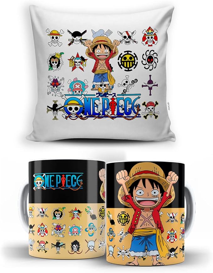 KIT Almofada + Caneca One Piece Monkey D. Luffy